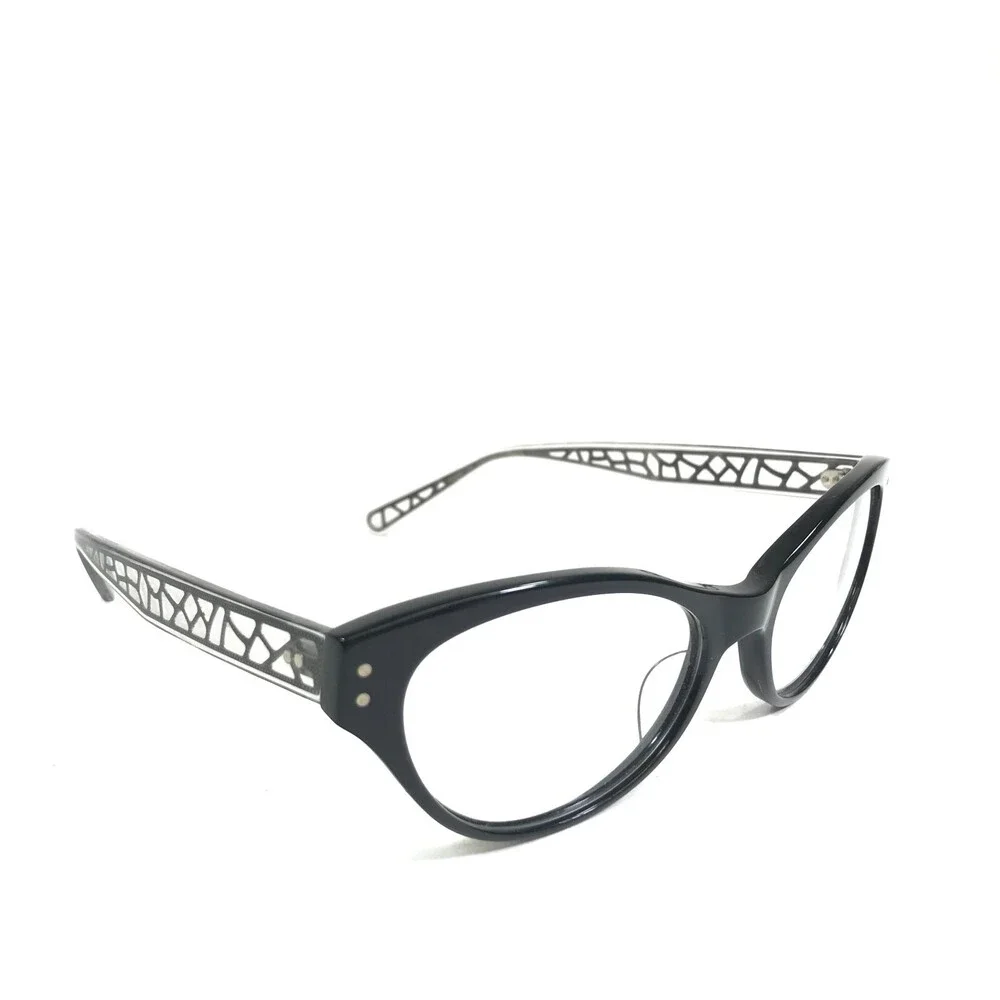 Sama Eyeglasses Frames JOSETTE ONYX Black Clear Gray Cat Eye Full Rim 53-18-135